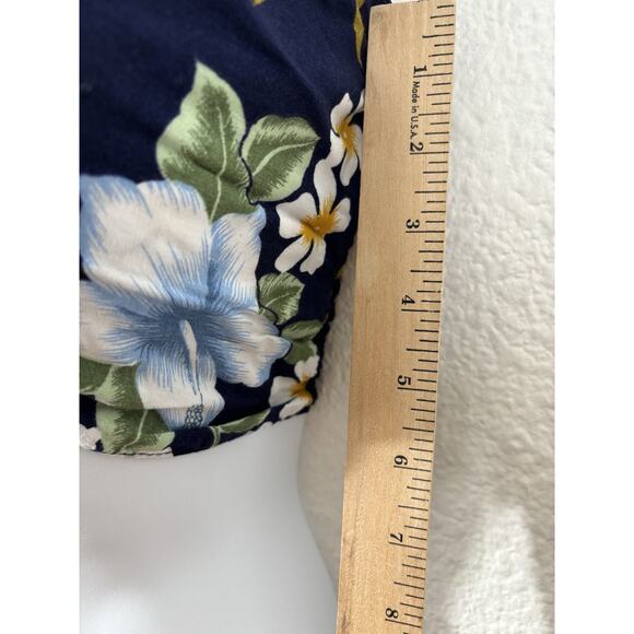 Bali Chic Top One Size Floral Rayon Halter Top Hawaiian Blue - Picture 6 of 8